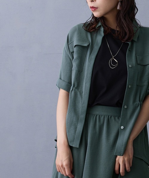 NICOLE white(ニコルホワイト)の「ウエストドロスト半袖シャツ(シャツ/ブラウス・レディース・ブラック/カーキ/モカ・FREE)」の18枚目の写真