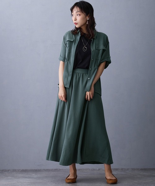 NICOLE white(ニコルホワイト)の「ウエストドロスト半袖シャツ(シャツ/ブラウス・レディース・ブラック/カーキ/モカ・FREE)」の19枚目の写真