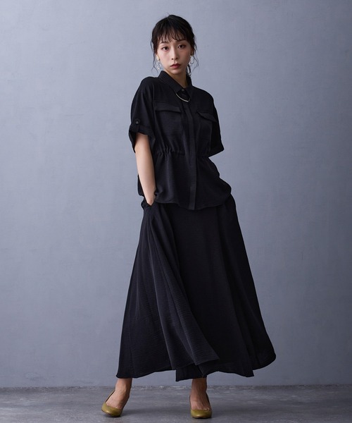 NICOLE white(ニコルホワイト)の「ウエストドロスト半袖シャツ(シャツ/ブラウス・レディース・ブラック/カーキ/モカ・FREE)」の21枚目の写真