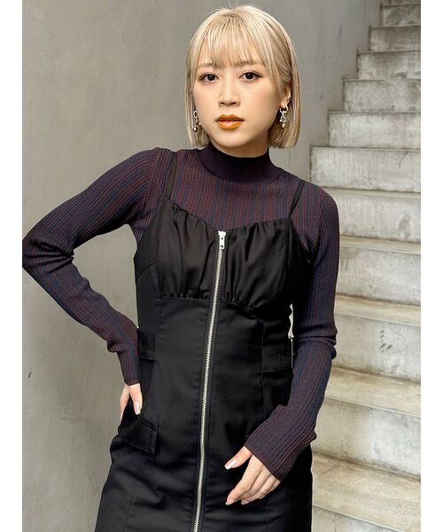 MURUA（ムルーア）の「グラデーションリブカラーニット（ニット/セーター・レディース・ホワイト/ブラック/ブラウン/ベージュ・FREE）」の5枚目の写真