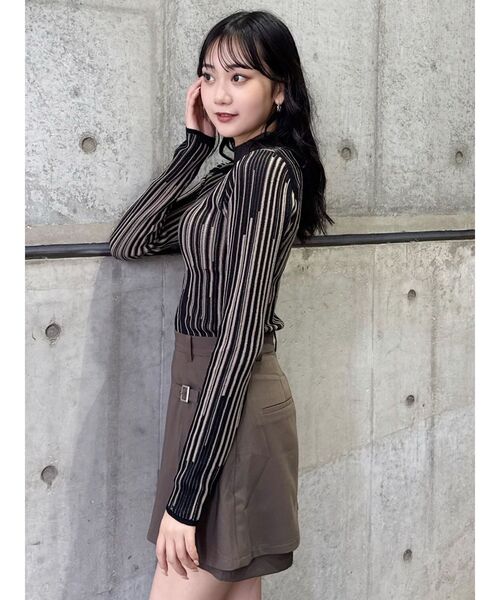 MURUA（ムルーア）の「グラデーションリブカラーニット（ニット/セーター・レディース・ホワイト/ブラック/ブラウン/ベージュ・FREE）」の11枚目の写真