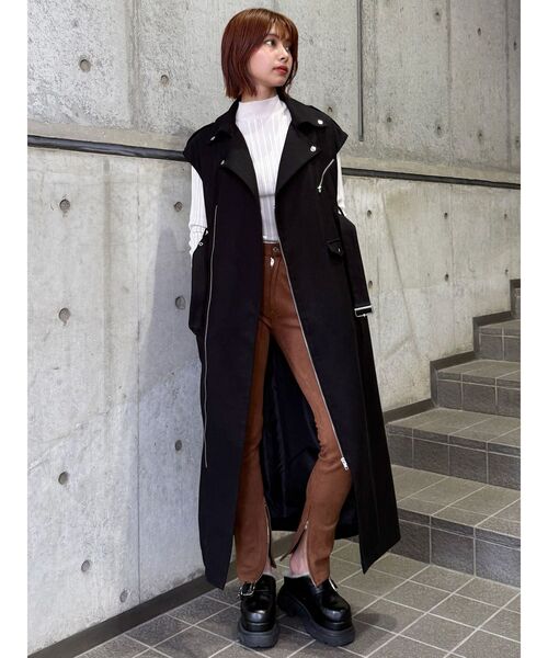 MURUA（ムルーア）の「グラデーションリブカラーニット（ニット/セーター・レディース・ホワイト/ブラック/ブラウン/ベージュ・FREE）」の18枚目の写真