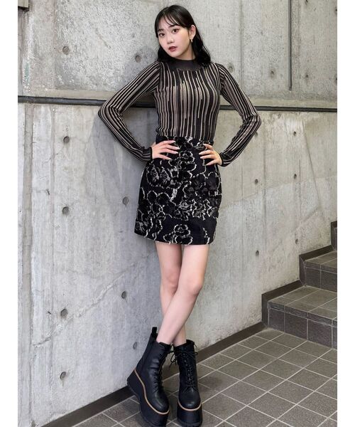 MURUA（ムルーア）の「グラデーションリブカラーニット（ニット/セーター・レディース・ホワイト/ブラック/ブラウン/ベージュ・FREE）」の19枚目の写真