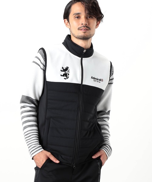NICOLE CLUB FOR MEN(ニコルクラブフォーメン)の「【NICOLE SPORTS】Admiral別注パテッドベスト(その他アウター・メンズ・ホワイト×ブラック/ブラック×ブラック・MEDIUM/LARGE/X-LARGE)」の1枚目の写真
