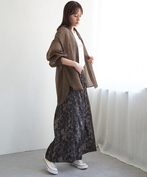 ikka（イッカ）の「シアーバックシャーリングシャツ（シャツ/ブラウス・レディース・チャコールグレー/モカ/ダークグリーン・L/M/S）」の18枚目の写真