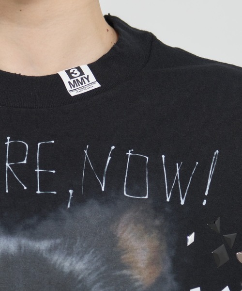 MIHARAYASUHIRO（ミハラヤスヒロ）の「【MIHARAYASUHIRO/ミハラヤスヒロ】EMBELLISHED DISTRESSED TEE/ラインストーン&スタッズキャットプリントTシャツ/猫（Tシャツ/カットソー・レディース・ホワイト/ブラック・36/38）」の4枚目の写真