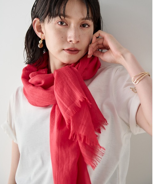 Shelly island（シェリーアイランド）の「シアー大判ストール（ストール/ショール・レディース・ホワイト/ブラウン/レッド・FREE）」の11枚目の写真