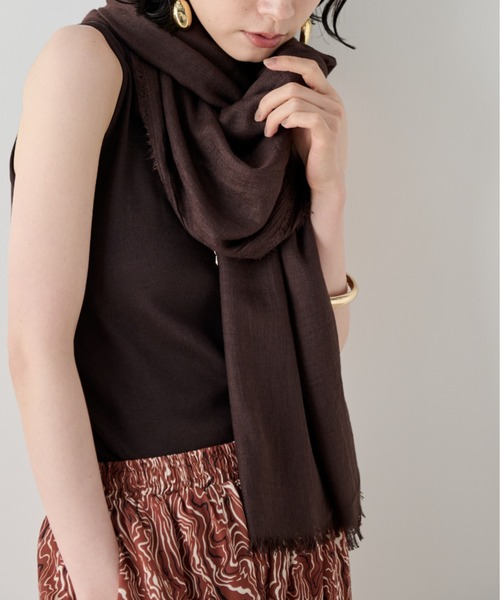 Shelly island（シェリーアイランド）の「シアー大判ストール（ストール/ショール・レディース・ホワイト/ブラウン/レッド・FREE）」の4枚目の写真