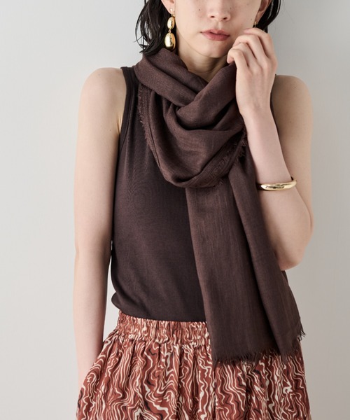 Shelly island（シェリーアイランド）の「シアー大判ストール（ストール/ショール・レディース・ホワイト/ブラウン/レッド・FREE）」の5枚目の写真