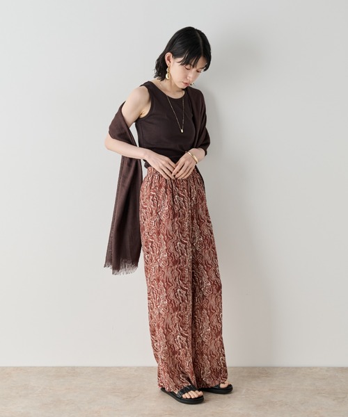 Shelly island（シェリーアイランド）の「シアー大判ストール（ストール/ショール・レディース・ホワイト/ブラウン/レッド・FREE）」の7枚目の写真