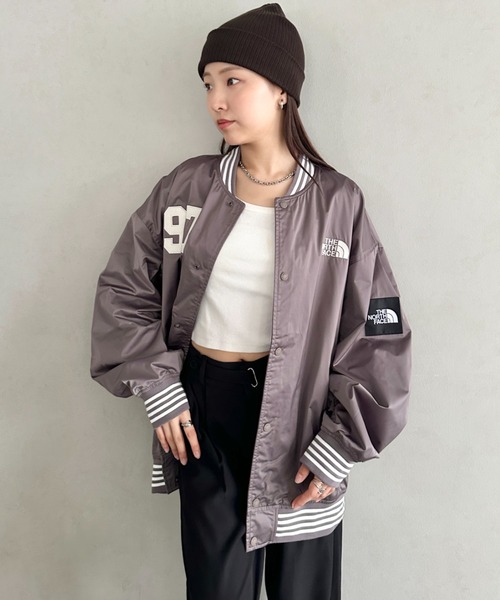THE NORTH FACE（ザノースフェイス）の「国内未発売 THE NORTH FACE(ザ・ノースフェイス)/ロゴ刺繍 ワッペン スタジャン ジャケット/SPORTY BOMBER JACKET（ブルゾン・レディース・ネイビー/ブラウン/オフホワイト・S/M/L/XL/XXL）」の16枚目の写真