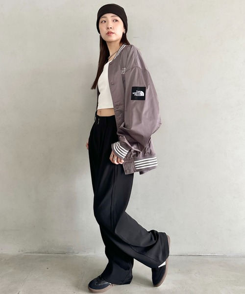 THE NORTH FACE（ザノースフェイス）の「国内未発売 THE NORTH FACE(ザ・ノースフェイス)/ロゴ刺繍 ワッペン スタジャン ジャケット/SPORTY BOMBER JACKET（ブルゾン・レディース・ネイビー/ブラウン/オフホワイト・S/M/L/XL/XXL）」の14枚目の写真