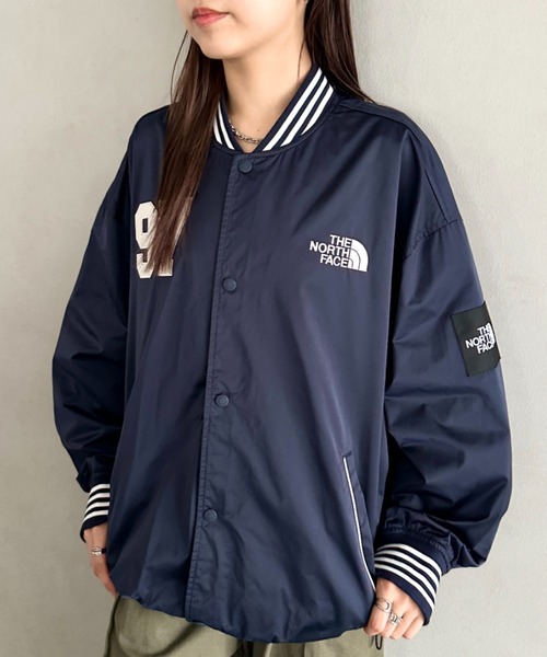 THE NORTH FACE（ザノースフェイス）の「国内未発売 THE NORTH FACE(ザ・ノースフェイス)/ロゴ刺繍 ワッペン スタジャン ジャケット/SPORTY BOMBER JACKET（ブルゾン・レディース・ネイビー/ブラウン/オフホワイト・S/M/L/XL/XXL）」の7枚目の写真