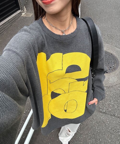 RePRODUCTION LABEL(リプロダクションレーベル)の「【RePRODUCTION LABEL / リプロダクションレーベル】フェードクルーネックサーマルロンT(Tシャツ/カットソー・レディース・ネイビー/ピンク/グレー/チャコールグレー・FREE)」の2枚目の写真