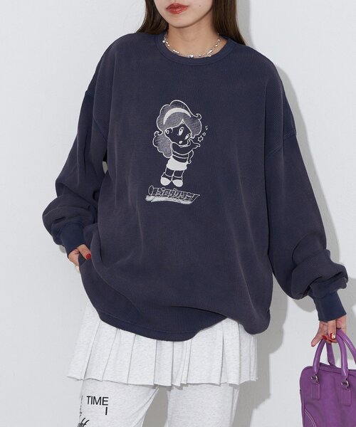 RePRODUCTION LABEL(リプロダクションレーベル)の「【RePRODUCTION LABEL / リプロダクションレーベル】フェードクルーネックサーマルロンT(Tシャツ/カットソー・レディース・ネイビー/ピンク/グレー/チャコールグレー・FREE)」の7枚目の写真