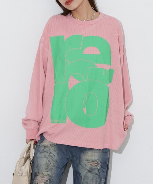 RePRODUCTION LABEL(リプロダクションレーベル)の「【RePRODUCTION LABEL / リプロダクションレーベル】フェードクルーネックサーマルロンT(Tシャツ/カットソー・レディース・ネイビー/ピンク/グレー/チャコールグレー・FREE)」の14枚目の写真