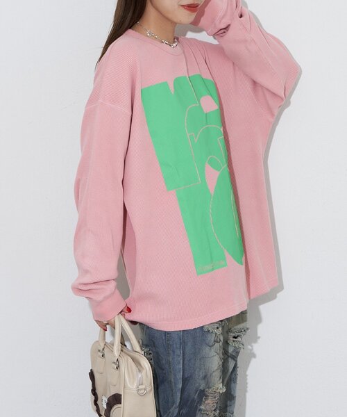 RePRODUCTION LABEL(リプロダクションレーベル)の「【RePRODUCTION LABEL / リプロダクションレーベル】フェードクルーネックサーマルロンT(Tシャツ/カットソー・レディース・ネイビー/ピンク/グレー/チャコールグレー・FREE)」の16枚目の写真