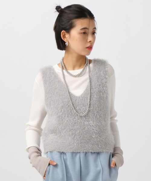 BAYFLOW（ベイフロー）の「[前後2WAY]ショートファーベスト（ベスト・レディース・ブラック/アイボリー/ボルドー/ライトグレー・FREE）」の3枚目の写真