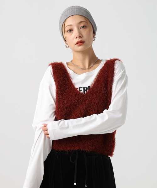 BAYFLOW（ベイフロー）の「[前後2WAY]ショートファーベスト（ベスト・レディース・ブラック/アイボリー/ボルドー/ライトグレー・FREE）」の4枚目の写真