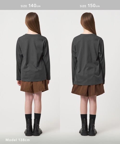 THE NORTH FACE（ザノースフェイス）の「＜THE NORTH FACE＞ロングスリーブ スモールスクエア ロゴティー / キッズ  130cm-160cm（Tシャツ/カットソー・キッズ・モカ/ダークグレー・160cm/130cm/150cm/140cm）」の5枚目の写真