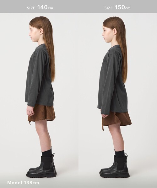 THE NORTH FACE（ザノースフェイス）の「＜THE NORTH FACE＞ロングスリーブ スモールスクエア ロゴティー / キッズ  130cm-160cm（Tシャツ/カットソー・キッズ・モカ/ダークグレー・160cm/130cm/150cm/140cm）」の6枚目の写真