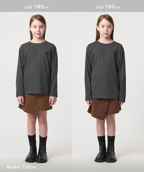 THE NORTH FACE（ザノースフェイス）の「＜THE NORTH FACE＞ロングスリーブ スモールスクエア ロゴティー / キッズ  130cm-160cm（Tシャツ/カットソー・キッズ・モカ/ダークグレー・160cm/130cm/150cm/140cm）」の7枚目の写真
