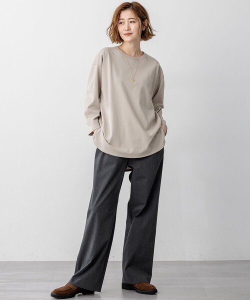 23区(ニジュウサンク)の「【SLOW/一部店舗限定】MVSコットン チュニック シンプルTEE(Tシャツ/カットソー・レディース・ダルブルー系/グレー系/カーキ系/ベージュ系・38)」の15枚目の写真