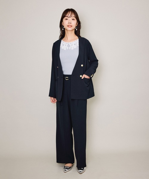 QUEENS COURT(クイーンズコート)の「マルチタスクノーカラーライトジャケット≪洗濯機で洗える≫(ノーカラージャケット・レディース・ネイビー/ダークグレー/アイボリー・M)」の18枚目の写真