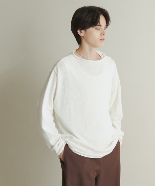 SENSE OF PLACE by URBAN RESEARCH（センスオブプレイスバイアーバンリサーチ）の「コットンタッチロールネックニット（ニット/セーター・メンズ・オフホワイト/ダークグレー/ベージュ/パープル・MEDIUM/LARGE）」の9枚目の写真