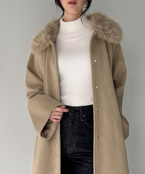 未使用 ギラロッシュ アルパカ ロングコート フォックスファー フレア