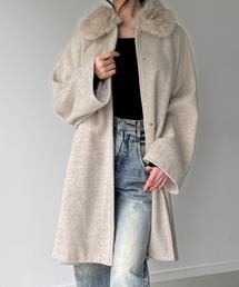 JUNOAH（ジュノア）の「【取り外し可能】フェイクファーカラーシャギーコート（ノーカラーコート）」