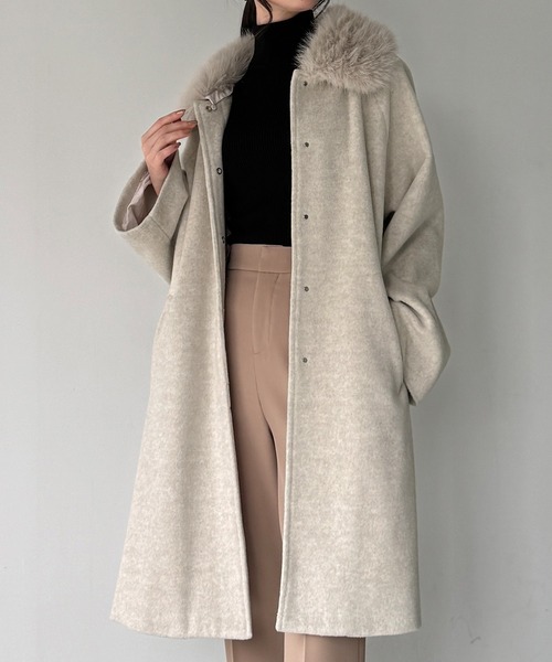 セール】【取り外し可能】フェイクファーカラーシャギーコート（ノー