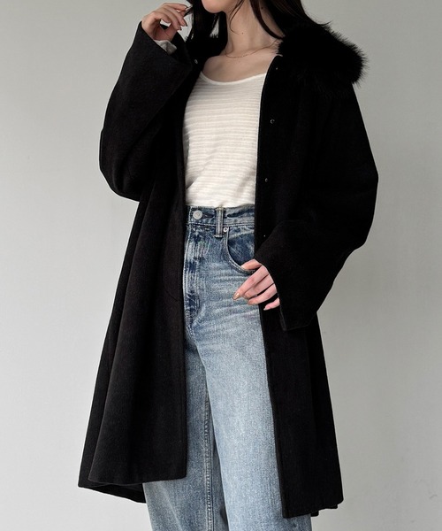 セール】【取り外し可能】フェイクファーカラーシャギーコート（ノー
