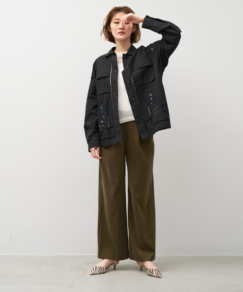 MICA&DEAL（マイカ＆ディール）の「インド刺繍ミリタリージャケット（シャツ/ブラウス・レディース・ブラック/オフホワイト/ブラウン・FREE）」の11枚目の写真