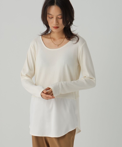 Elura（エルーラ）の「裾レイヤードアソートプルオーバー/593428（Tシャツ/カットソー・レディース・ホワイト/ブラック×ブルー/ブラック系その他・FREE）」の8枚目の写真