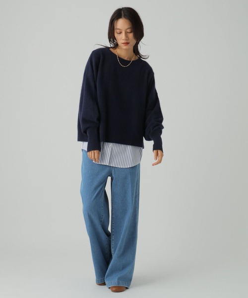 Elura（エルーラ）の「裾レイヤードアソートプルオーバー/593428（Tシャツ/カットソー・レディース・ホワイト/ブラック×ブルー/ブラック系その他・FREE）」の14枚目の写真