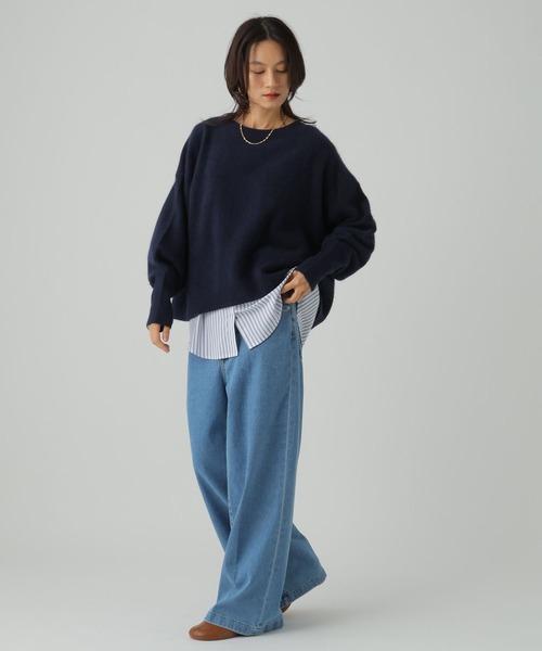 Elura（エルーラ）の「裾レイヤードアソートプルオーバー/593428（Tシャツ/カットソー・レディース・ホワイト/ブラック×ブルー/ブラック系その他・FREE）」の15枚目の写真