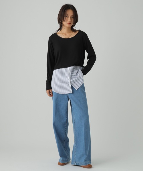 Elura（エルーラ）の「裾レイヤードアソートプルオーバー/593428（Tシャツ/カットソー・レディース・ホワイト/ブラック×ブルー/ブラック系その他・FREE）」の19枚目の写真