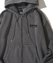 【THRASHER / スラッシャー】裏起毛ワンポイント刺繍 ピグメント加工 ジップアップパーカー