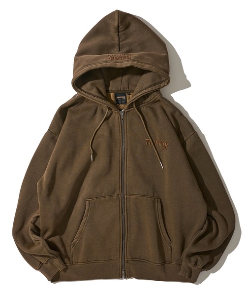 THRASHER / スラッシャー】裏起毛ワンポイント刺繍 ピグメント加工