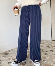 パンツ（ブルー・ネイビー/青色系・ストライプ柄）ファッション