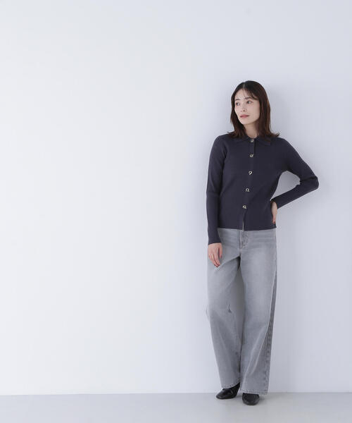 NATURAL BEAUTY BASIC(ナチュラルビューティーベーシック)の「◇ハトメボタンポロカラーニット(ニット/セーター・レディース・グリーン/チャコールグレー/オフホワイト・FREE)」の11枚目の写真
