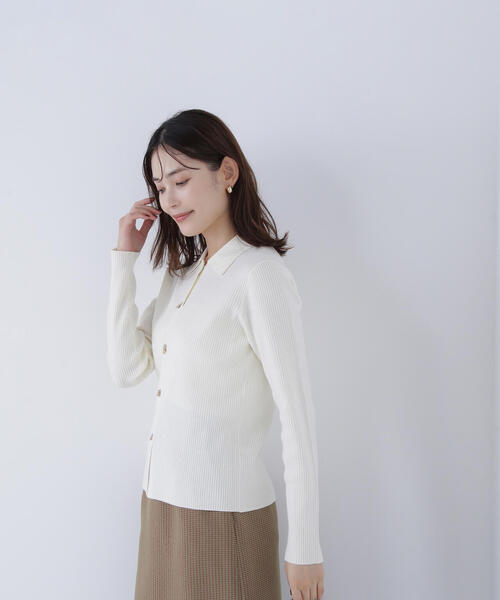 NATURAL BEAUTY BASIC(ナチュラルビューティーベーシック)の「◇ハトメボタンポロカラーニット(ニット/セーター・レディース・グリーン/チャコールグレー/オフホワイト・FREE)」の15枚目の写真