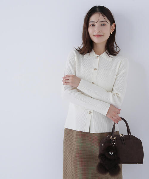 NATURAL BEAUTY BASIC(ナチュラルビューティーベーシック)の「◇ハトメボタンポロカラーニット(ニット/セーター・レディース・グリーン/チャコールグレー/オフホワイト・FREE)」の17枚目の写真