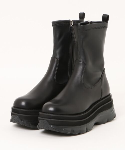 inter-chaussures（インターショシュール）の「【INTER-CHAUSSURES】ボリュームソールストレッチブーツ(I53017)（ブーツ・レディース・ブラック・39/38/37/36/35）」の2枚目の写真