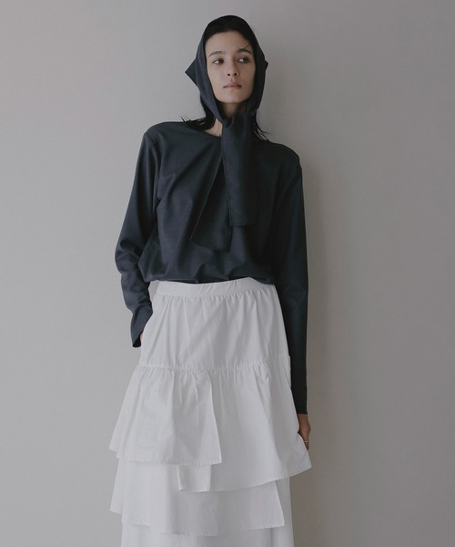 MANOF（マノフ）の「2WAY SCARF T BLOUSE（シャツ/ブラウス・レディース・チャコールグレー/アイボリー・S/M）」の3枚目の写真