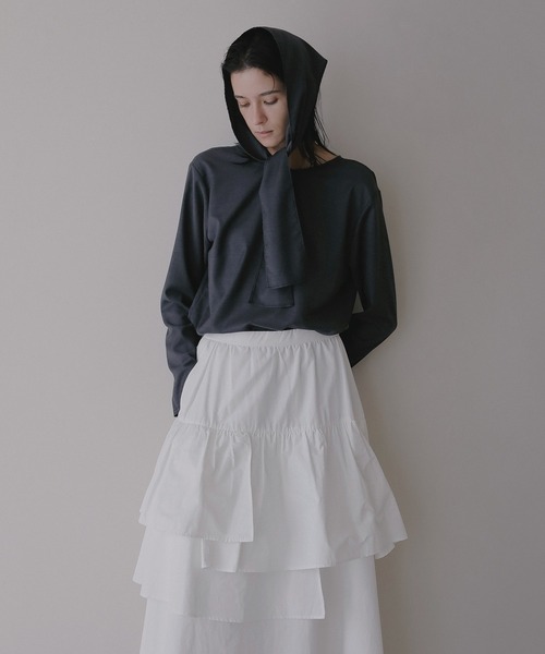 MANOF（マノフ）の「2WAY SCARF T BLOUSE（シャツ/ブラウス・レディース・チャコールグレー/アイボリー・S/M）」の4枚目の写真