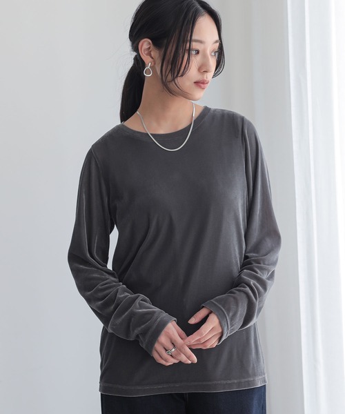 n'OrLABEL（ノアールレーベル）の「『シアーベロアカットソー』（Tシャツ/カットソー・レディース・ブラック/アイボリー/チャコール/ブラウン・2/1）」の7枚目の写真