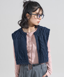 FREAK'S STORE | リメイク風 リボン ケーブルショートベスト/ニットベスト(ベスト)