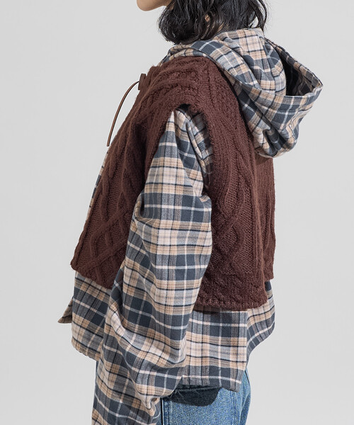 FREAK'S STORE（フリークスストア）の「リメイク風 リボン ケーブルショートベスト/ニットベスト（ベスト・レディース・ネイビー/ブラウン/オフホワイト・ﾌﾘ-）」の21枚目の写真